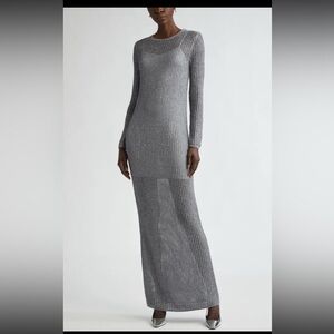 St. John Metallic Silver Knit dress